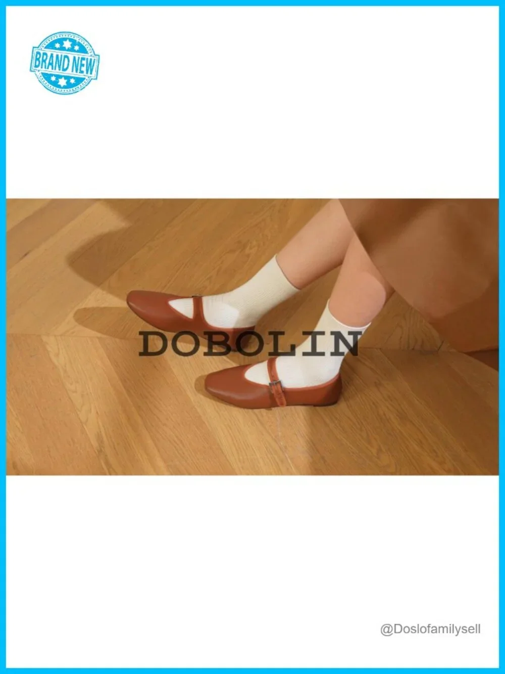 Womens Square Toe Mary Jane Ballet Flats Adjustable Strap Faux Leather